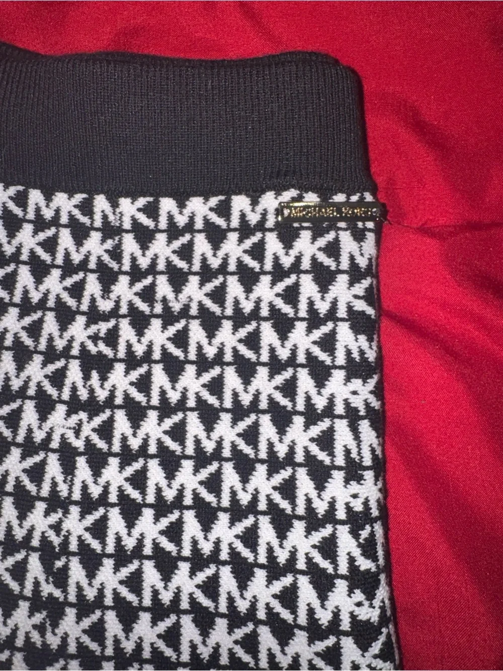 Michael Kors Black and White MK Logo Skater Skirt